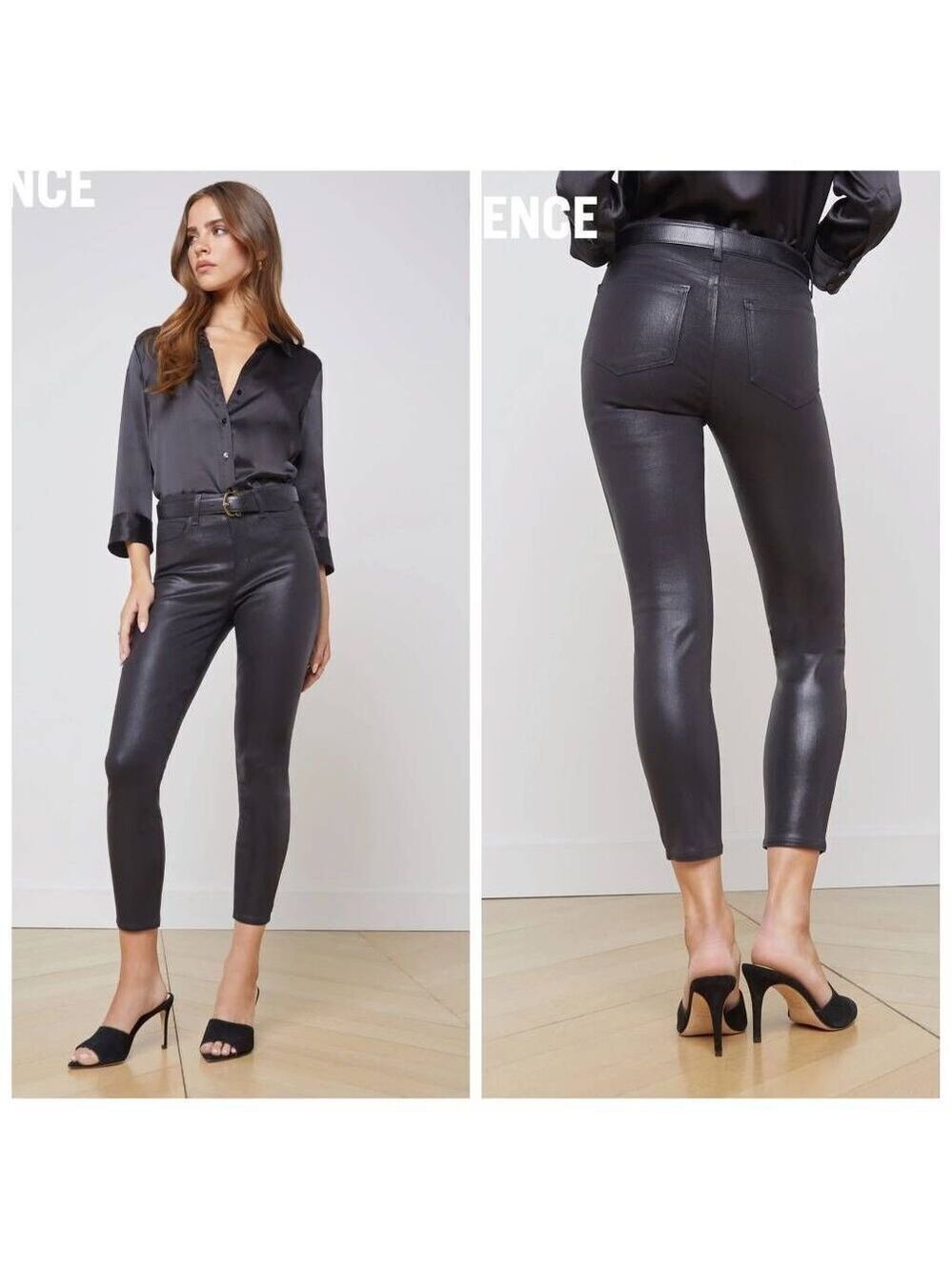L'Agence Margot Coated High-Rise Skinny Ankle Jeans Sz 26